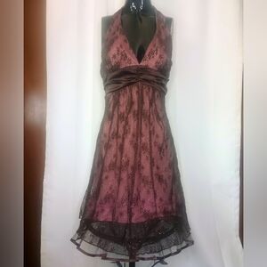 Deb Y2K Fairy Grunge Halter Dress Medium Sparkle Tulle Mesh Event HOCO NWT